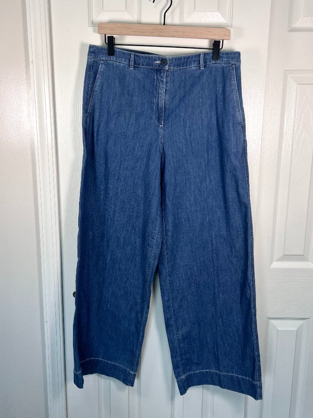 J.Crew Wide Leg Chambray 100% Cotton Pants Size 10 NWT